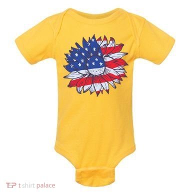 USA Sunflower Baby Bodysuit
