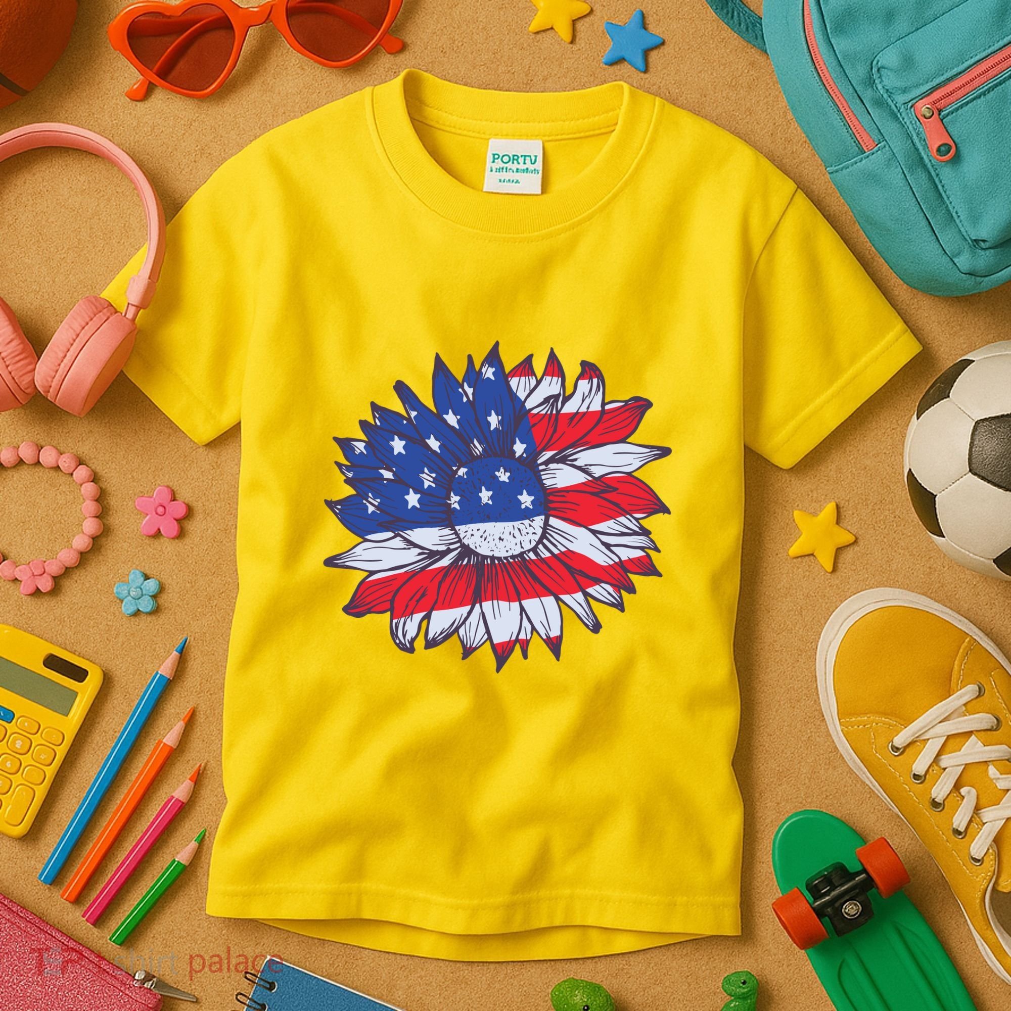USA Sunflower Kids T-Shirt