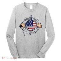 USA Superhero Ripped American Flag Long Sleeve Shirt thumb 0