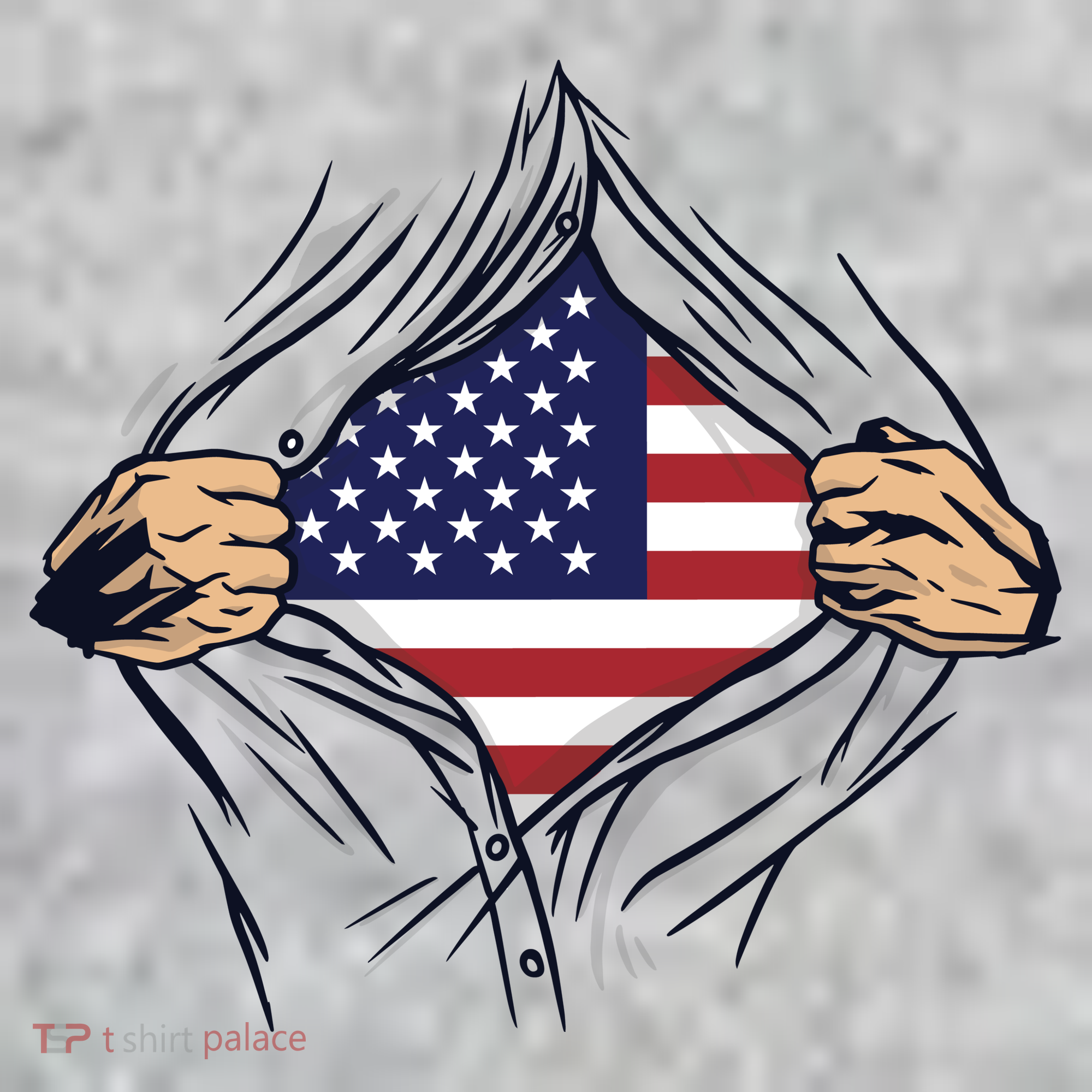 USA Superhero Ripped American Flag Long Sleeve Shirt