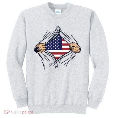 USA Superhero Ripped American Flag Sweatshirt