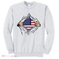 USA Superhero Ripped American Flag Sweatshirt thumb 0