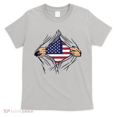 USA Superhero Ripped American Flag T-Shirt