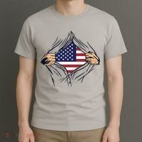 USA Superhero Ripped American Flag T-Shirt thumb 3