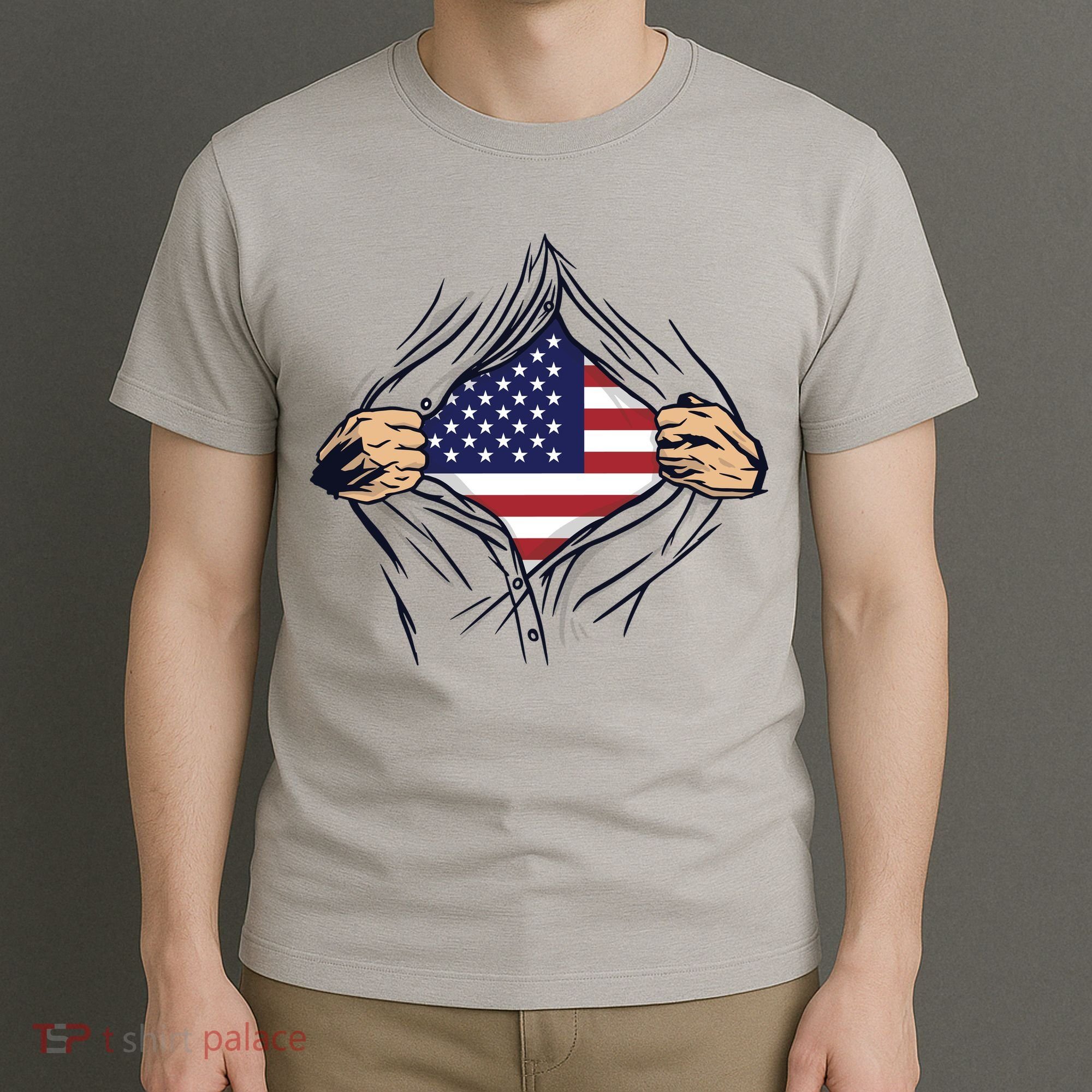 USA Superhero Ripped American Flag T-Shirt