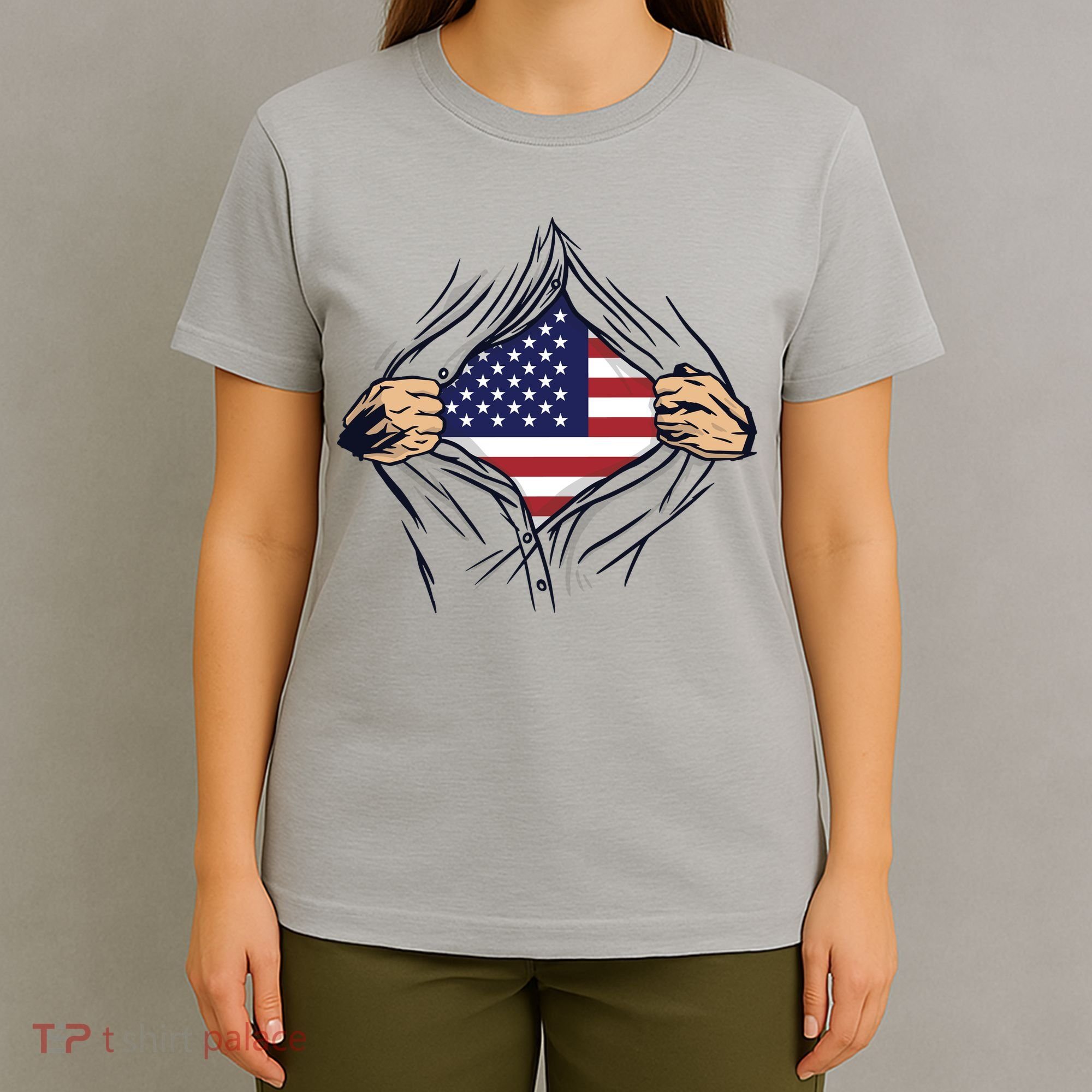 USA Superhero Ripped American Flag T-Shirt