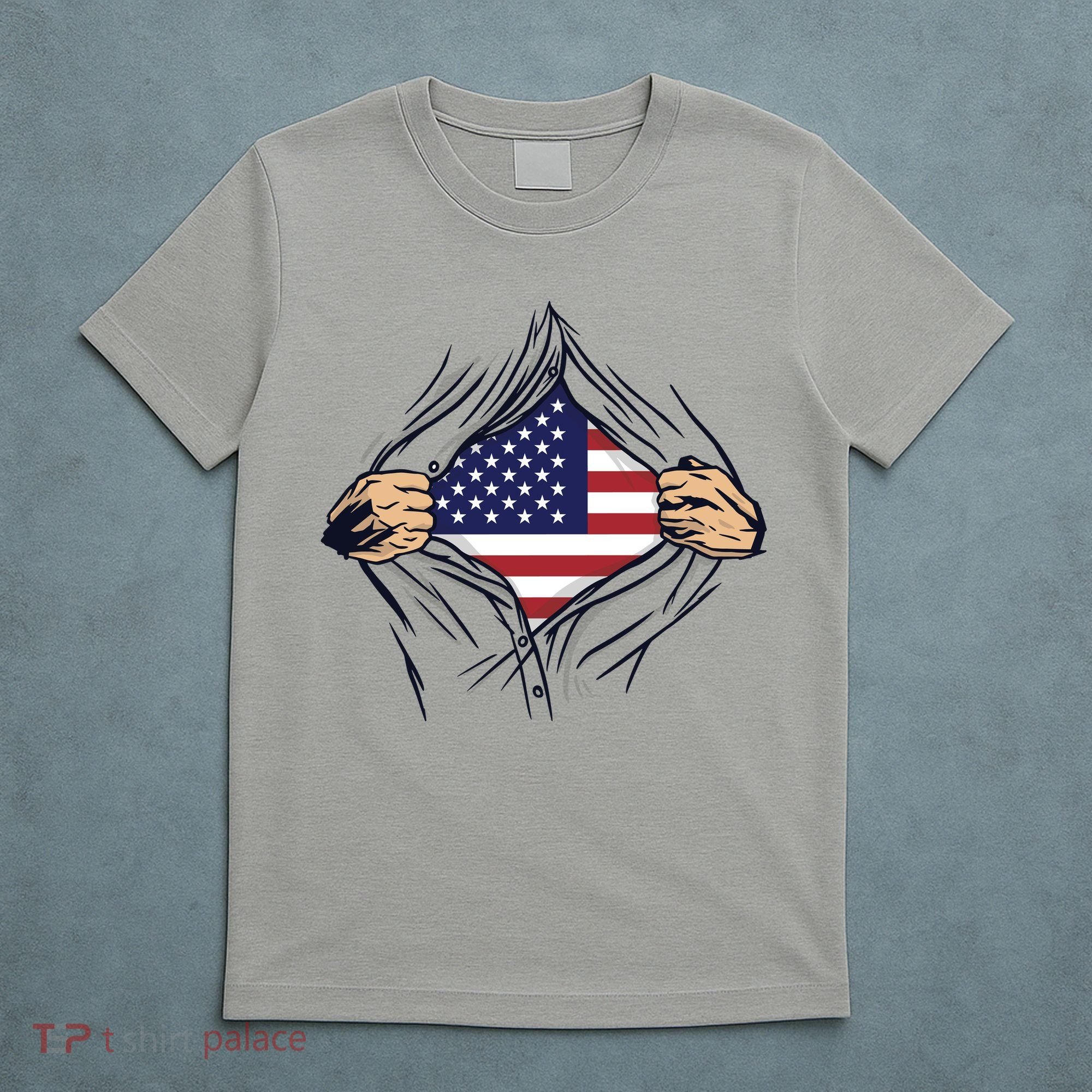 USA Superhero Ripped American Flag T-Shirt