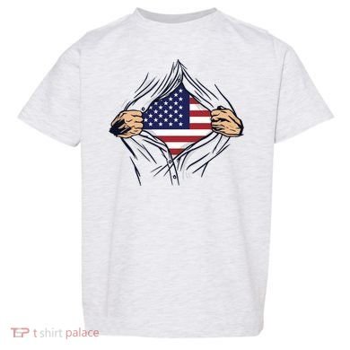 USA Superhero Ripped American Flag Toddler T-Shirt