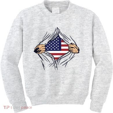 USA Superhero Ripped American Flag Kids Sweatshirt