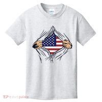 USA Superhero Ripped American Flag Kids T-Shirt thumb 0