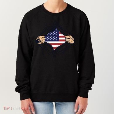 USA Superhero Ripped American Flag Women's Sweatshirt