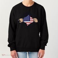 USA Superhero Ripped American Flag Women's Sweatshirt thumb 0