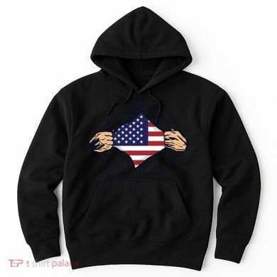 USA Superhero Ripped American Flag Hoodie