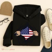 USA Superhero Ripped American Flag Hoodie thumb 4