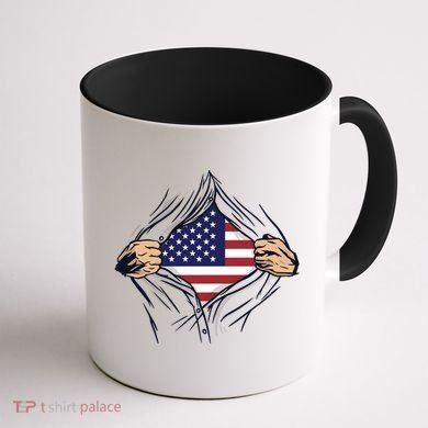 USA Superhero Ripped American Flag Coffee Mug back