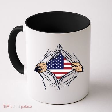 USA Superhero Ripped American Flag Coffee Mug