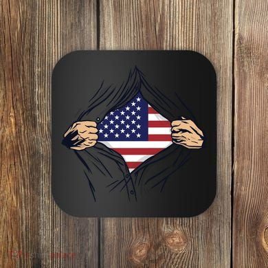 USA Superhero Ripped American Flag Coaster