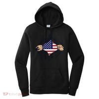 USA Superhero Ripped American Flag Women's Hoodie thumb 0