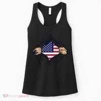 USA Superhero Ripped American Flag Women's Tank Top thumb 0