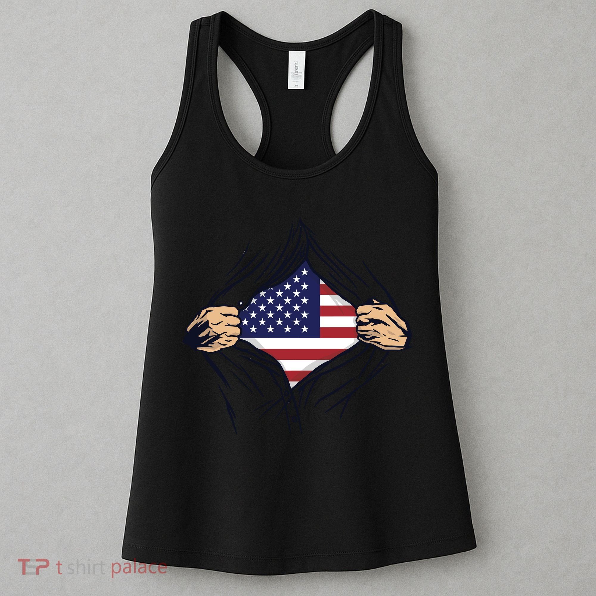 USA Superhero Ripped American Flag Women's Tank Top