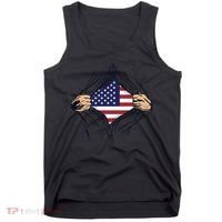 USA Superhero Ripped American Flag Tank Top thumb 0