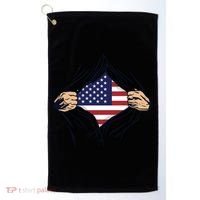 USA Superhero Ripped American Flag Golf Towel thumb 0