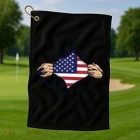 USA Superhero Ripped American Flag Golf Towel thumb 1
