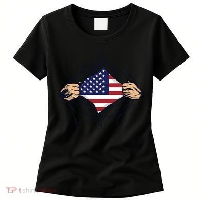 USA Superhero Ripped American Flag Women's T-Shirt