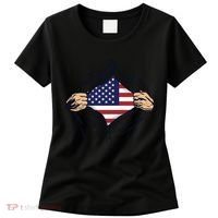 USA Superhero Ripped American Flag Women's T-Shirt thumb 0