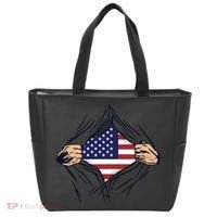 USA Superhero Ripped American Flag Tote Bag thumb 0