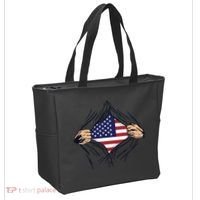 USA Superhero Ripped American Flag Tote Bag thumb 2