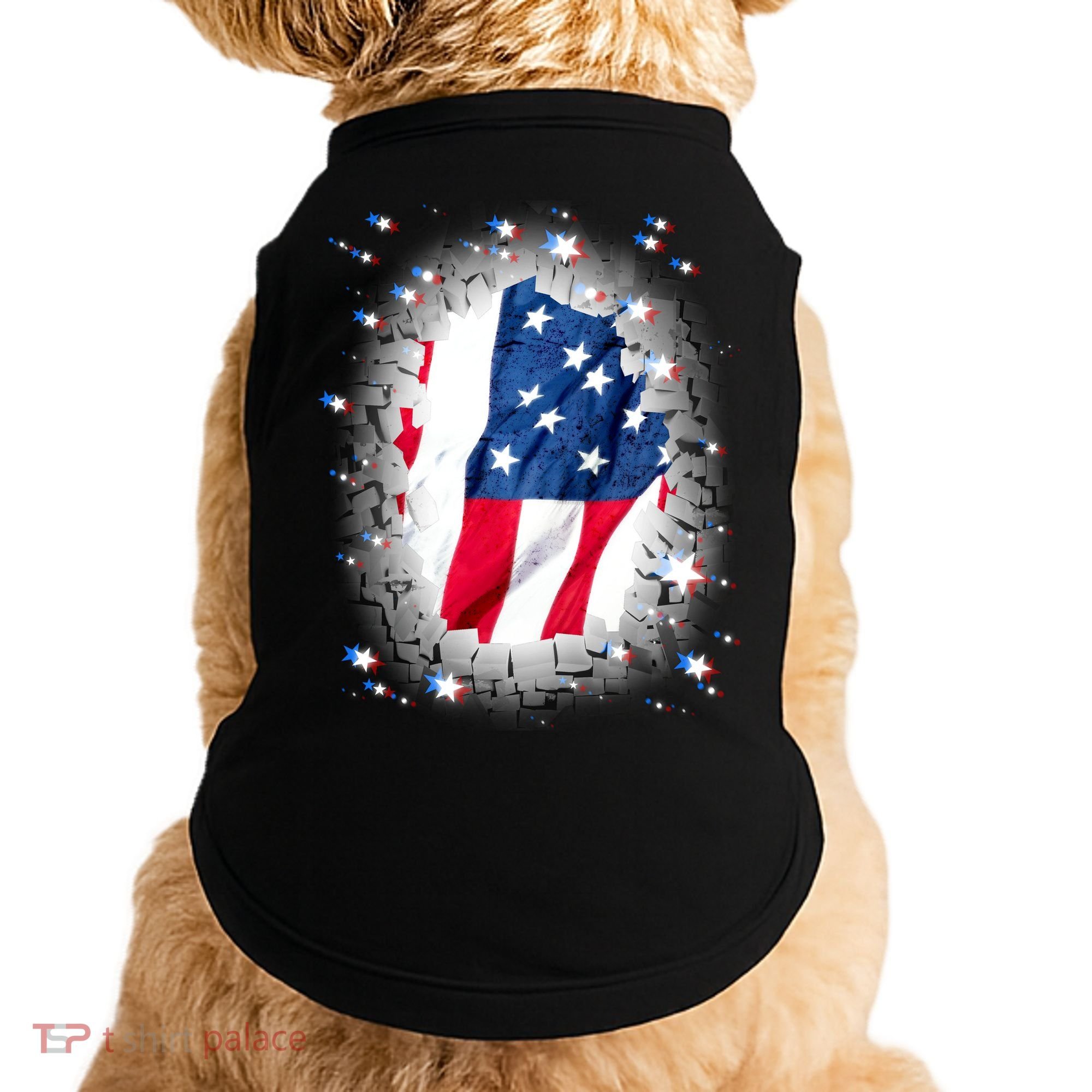 USA Torn Star American Flag Doggie Tank