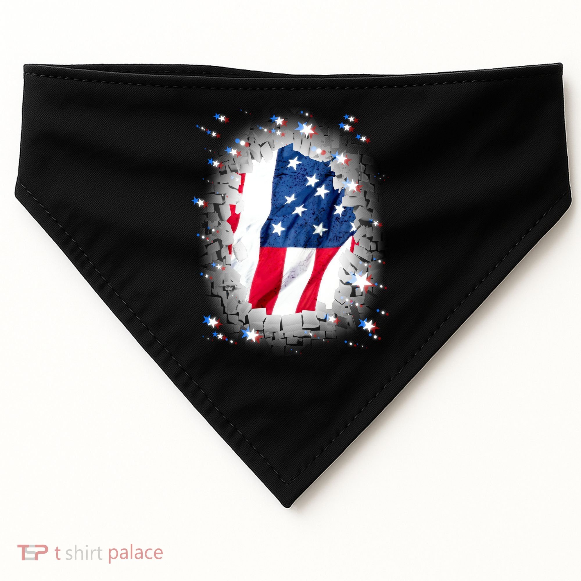 USA Torn Star American Flag USA-Made Doggie Bandana