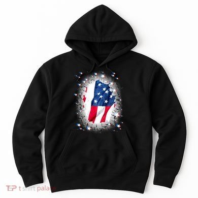USA Torn Star American Flag Hoodie
