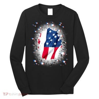 USA Torn Star American Flag Long Sleeve Shirt