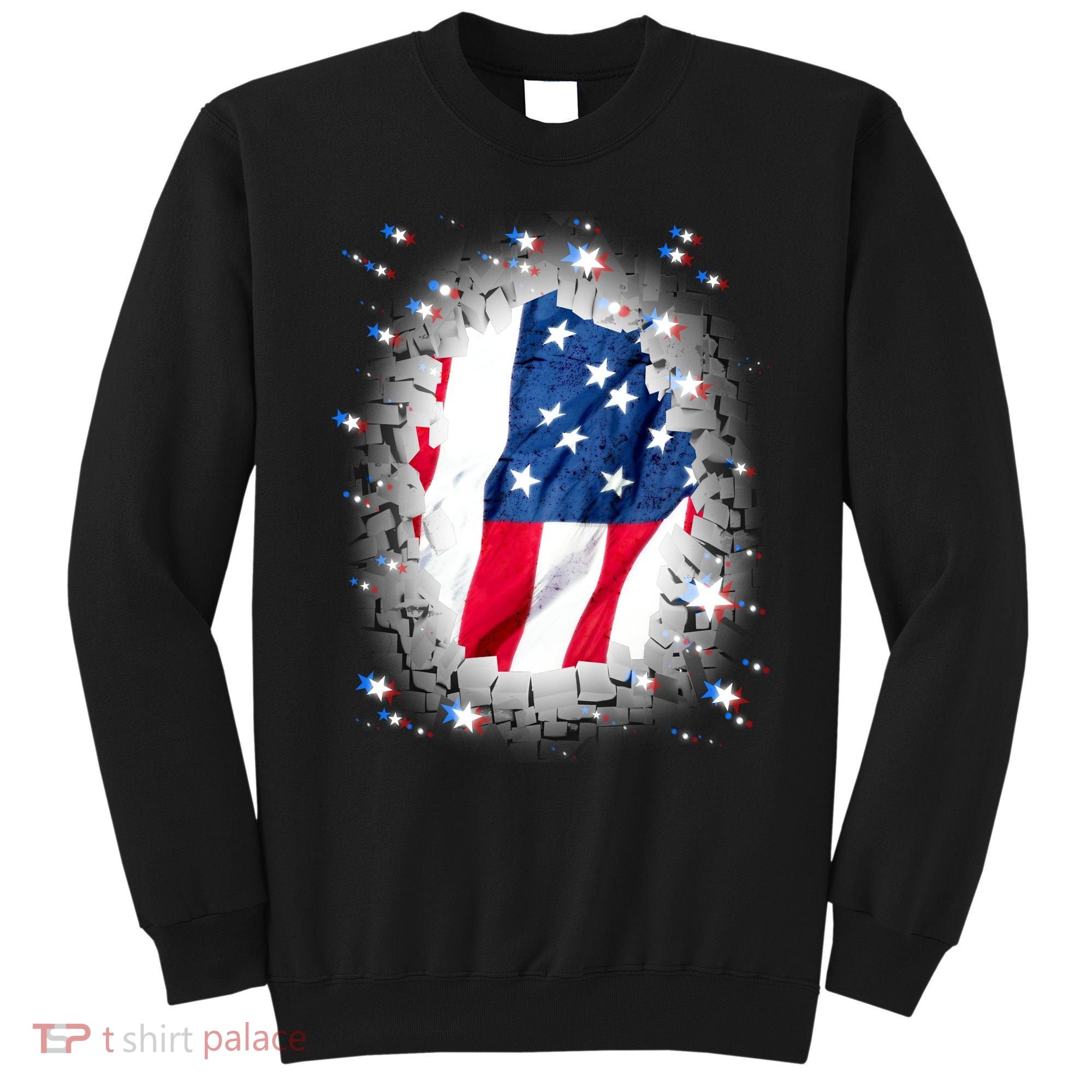 USA Torn Star American Flag Sweatshirt