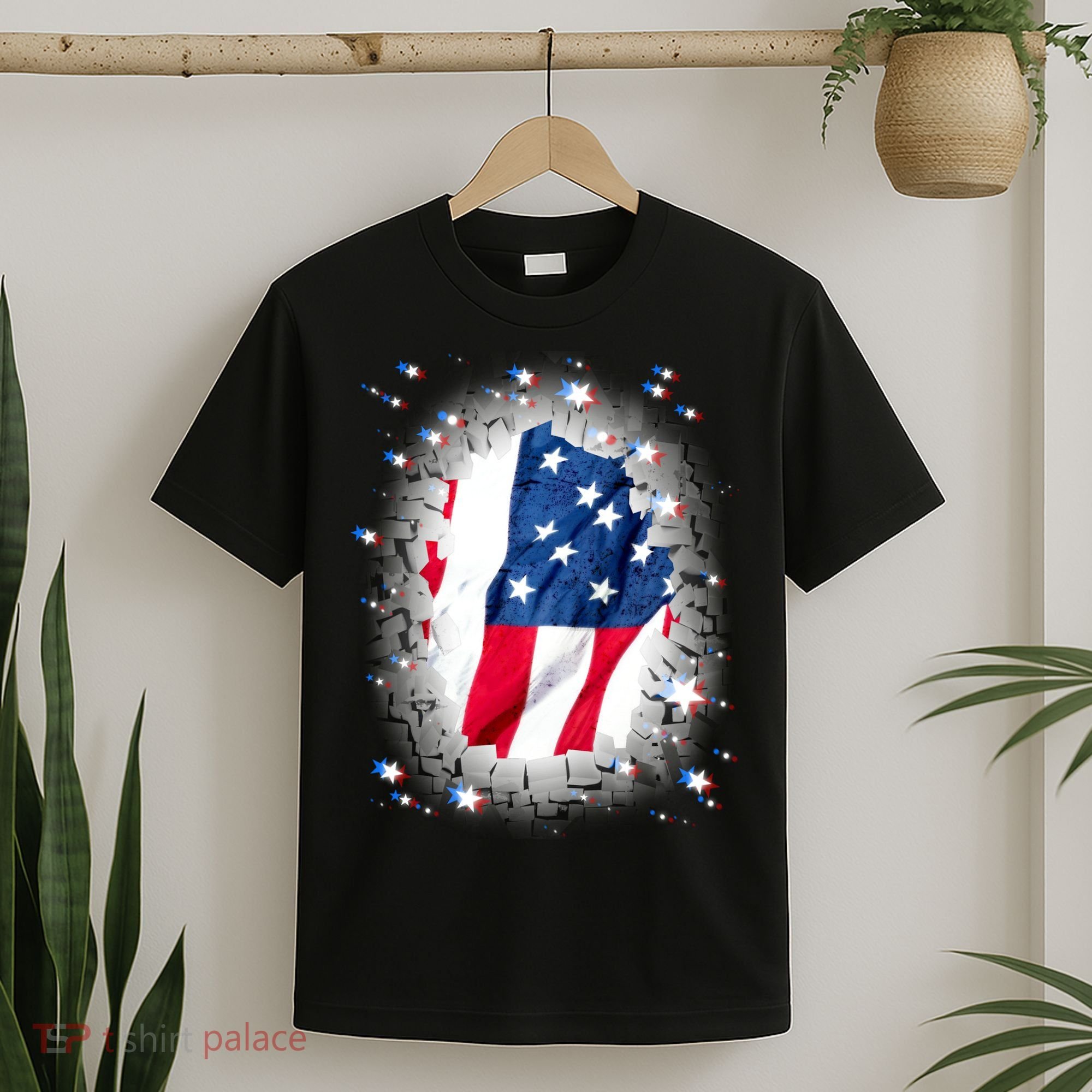 USA Torn Star American Flag T-Shirt
