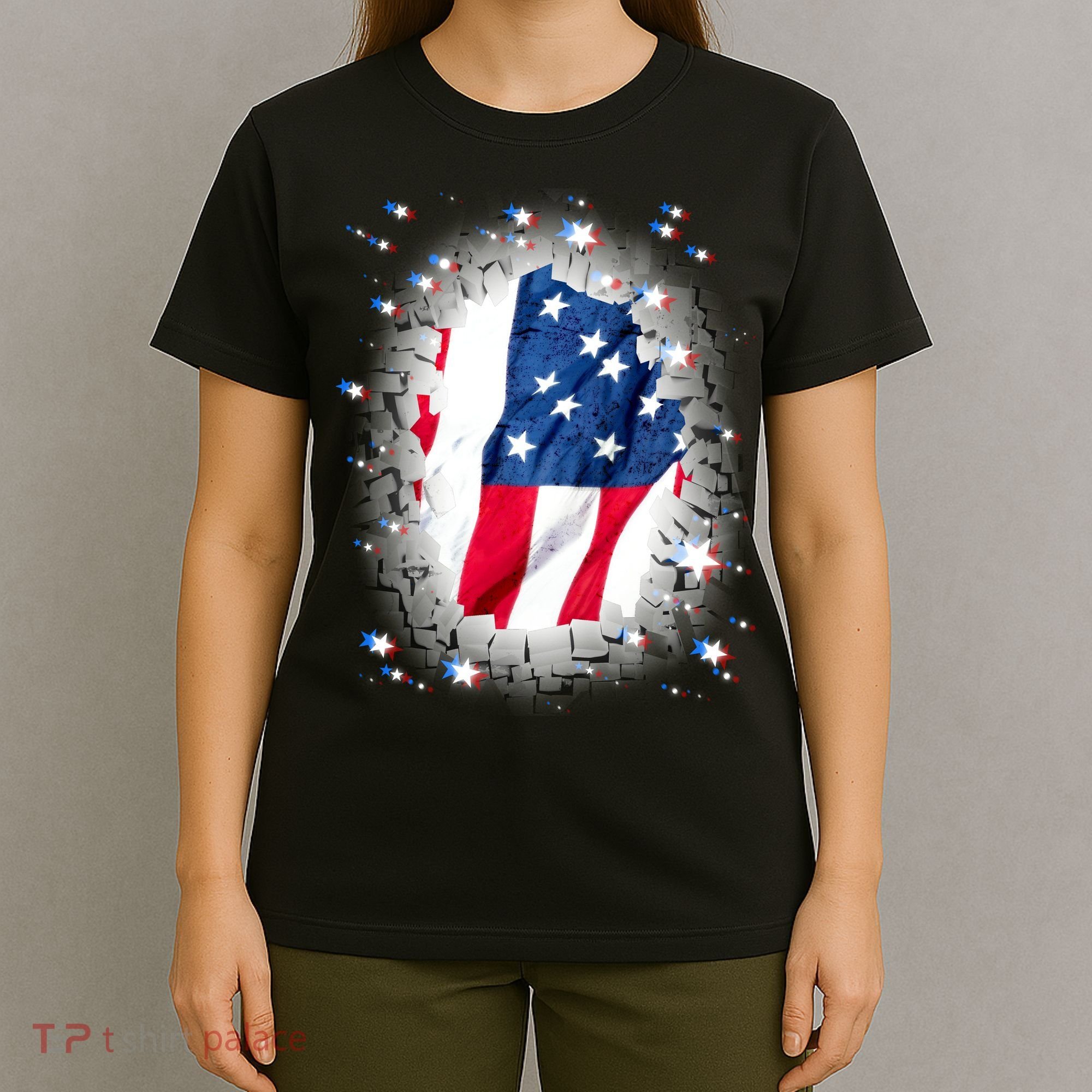 USA Torn Star American Flag T-Shirt