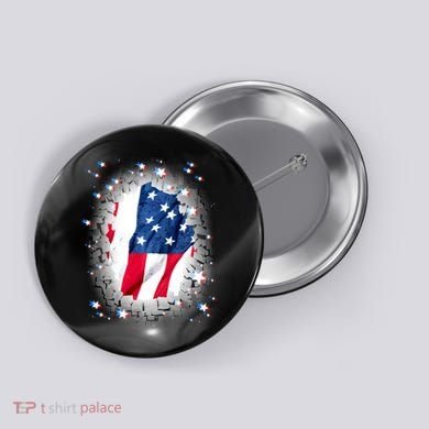USA Torn Star American Flag Button
