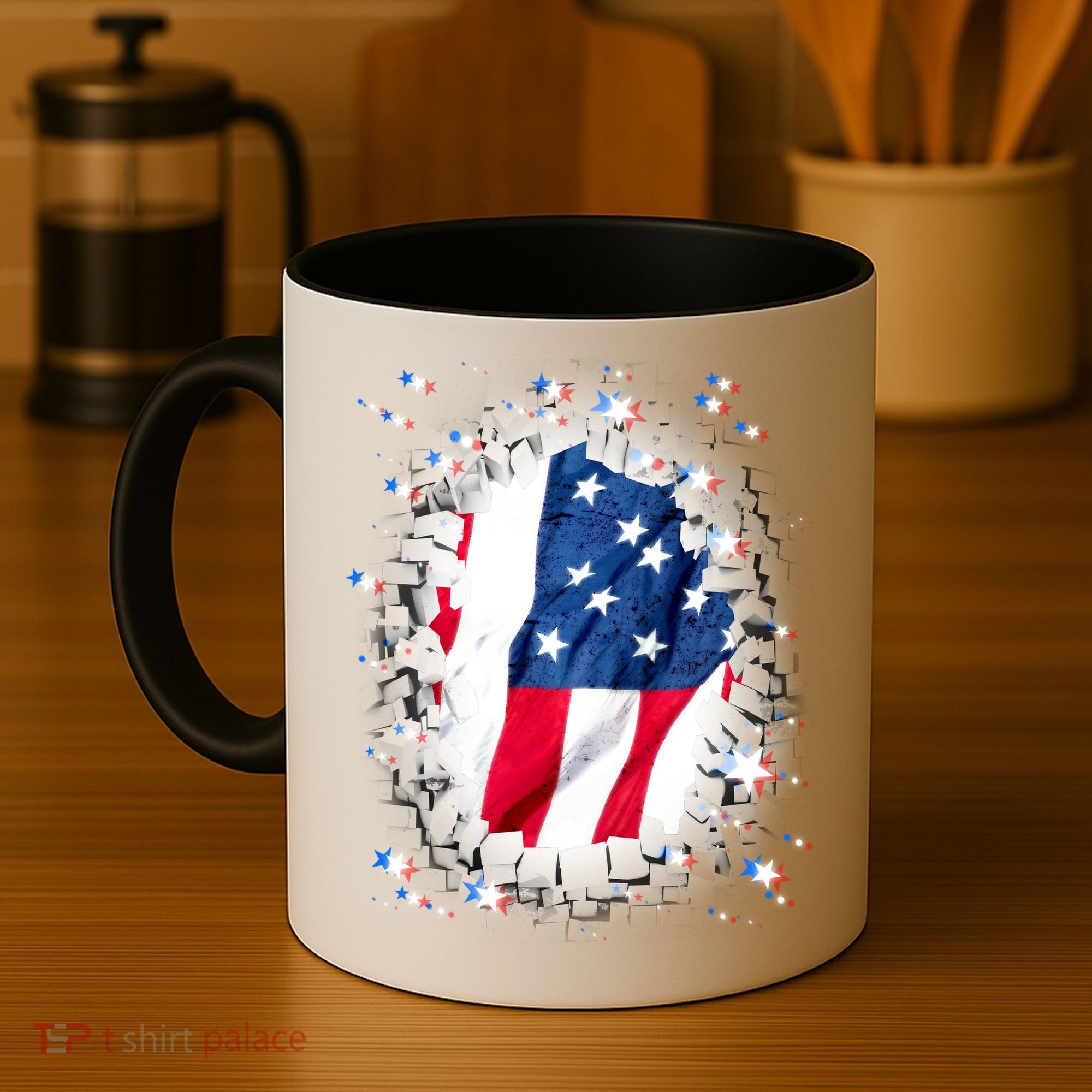 USA Torn Star American Flag Coffee Mug
