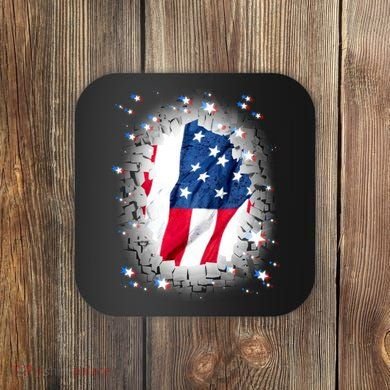 USA Torn Star American Flag Coaster