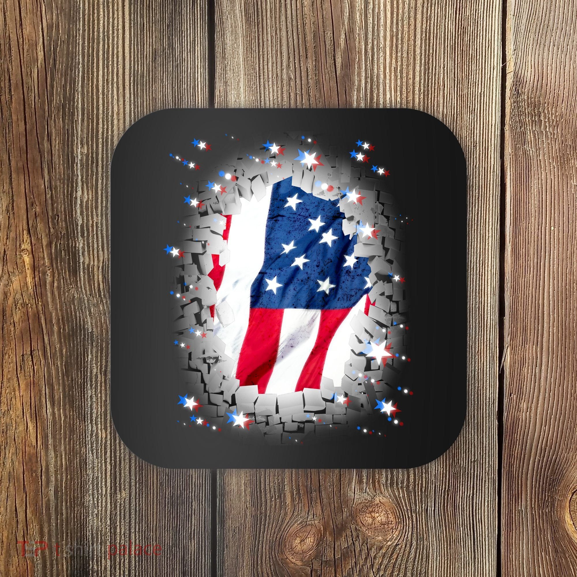 USA Torn Star American Flag Coaster
