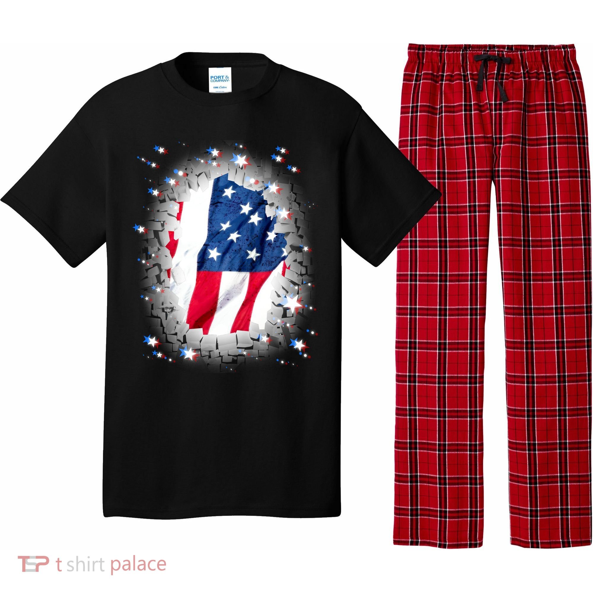 USA Torn Star American Flag Pajama Set