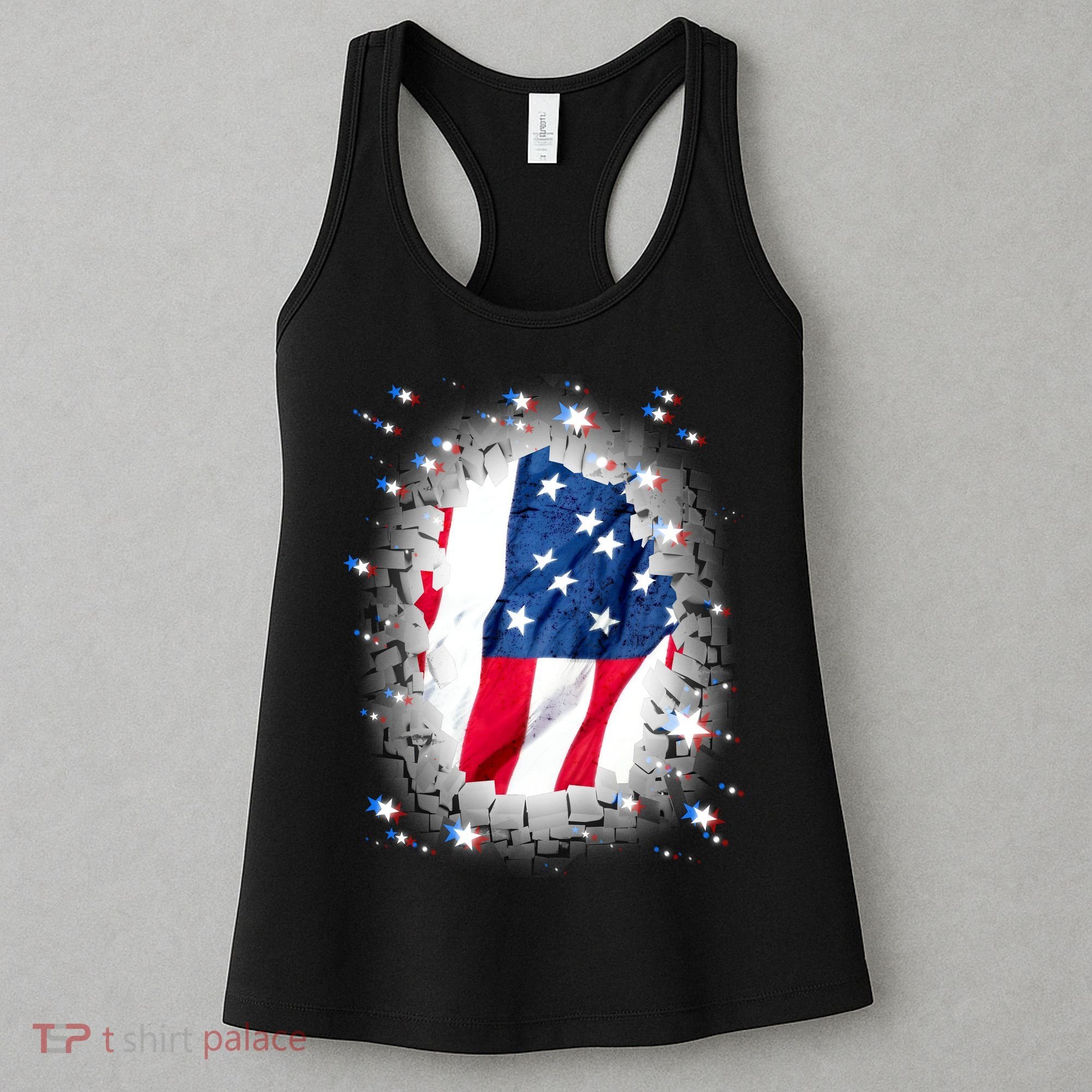 USA Torn Star American Flag Women's Tank Top