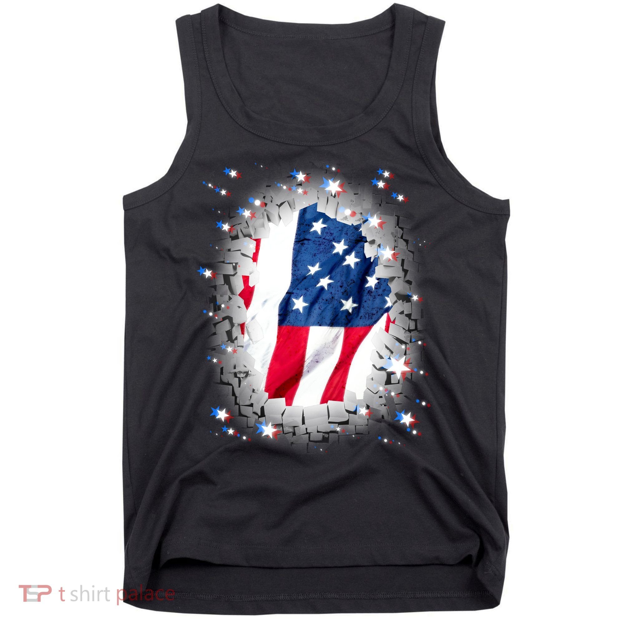 USA Torn Star American Flag Tank Top