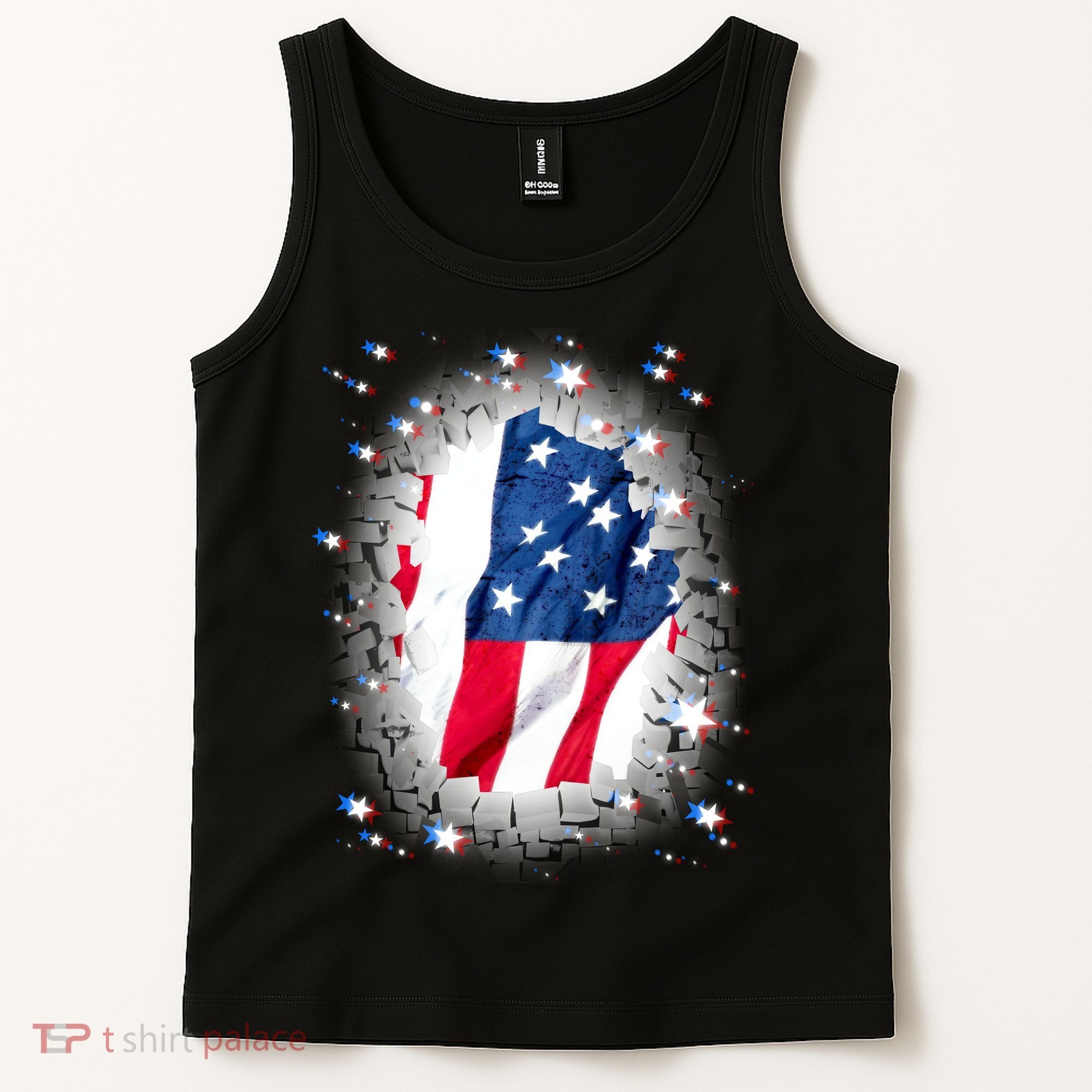 USA Torn Star American Flag Tank Top