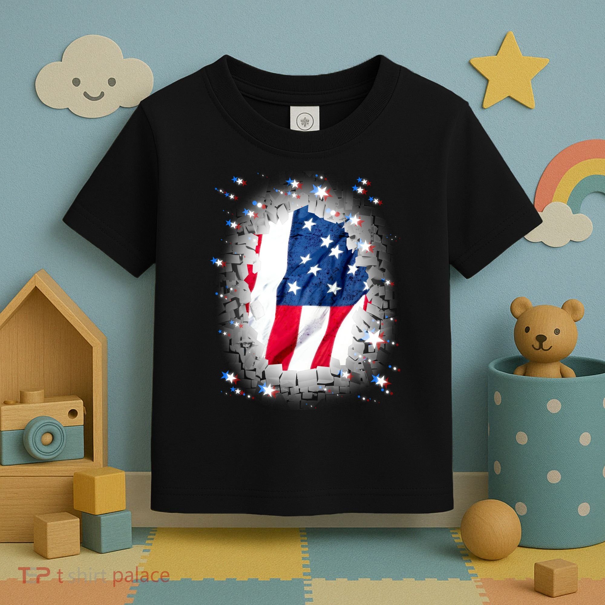 USA Torn Star American Flag Toddler T-Shirt