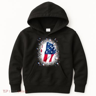 USA Torn Star American Flag Kids Hoodie