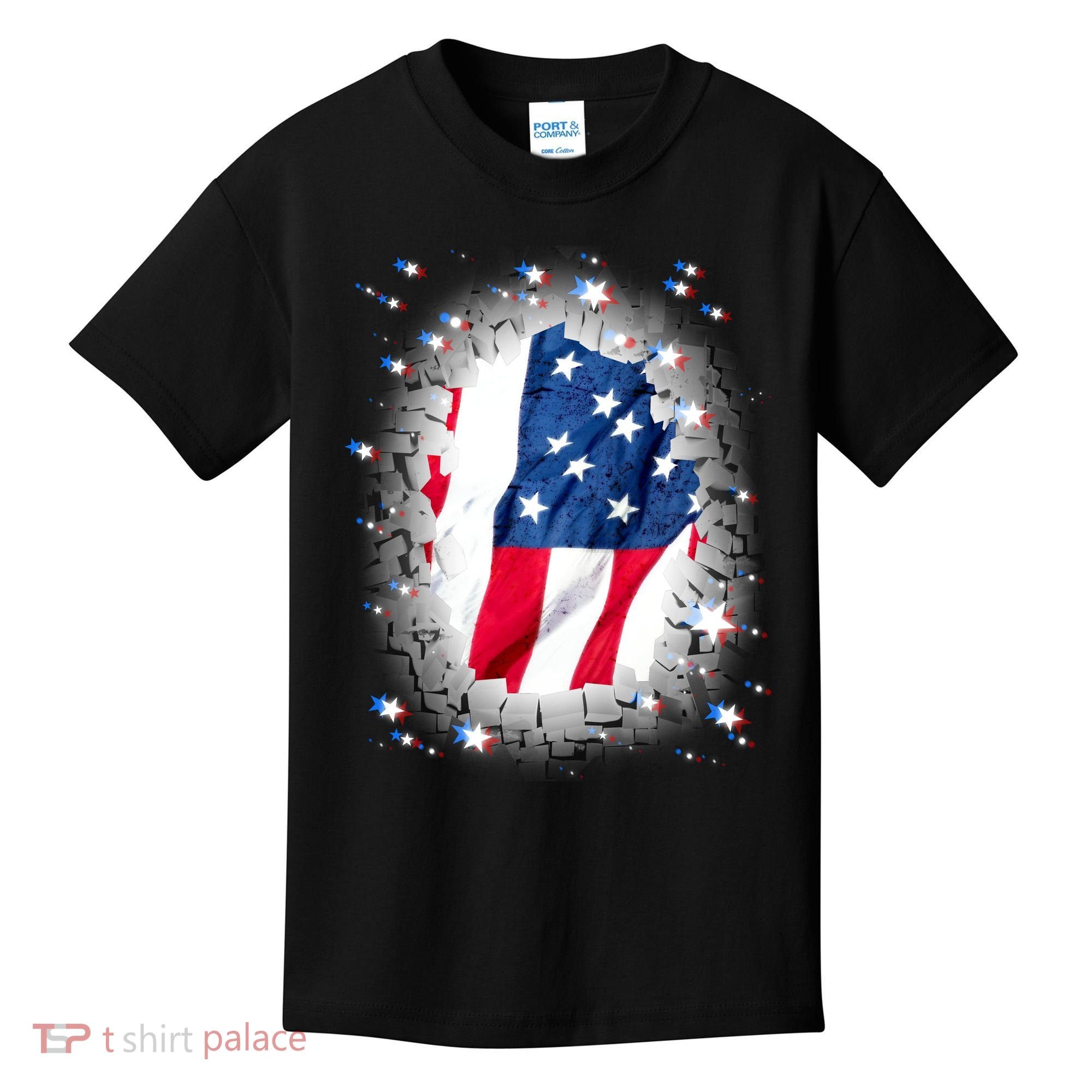 USA Torn Star American Flag Kids T-Shirt