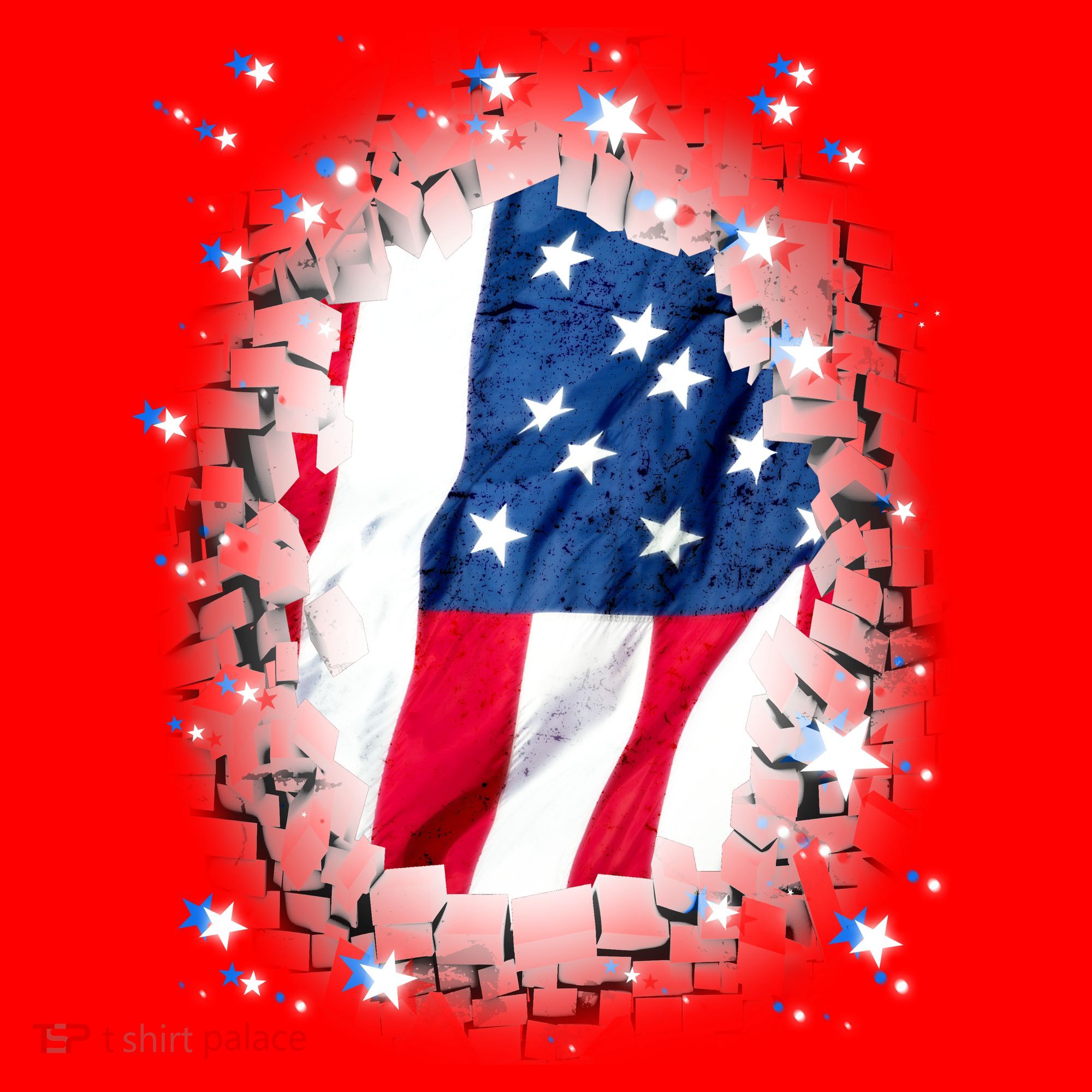 USA Torn Star American Flag Santa Hat